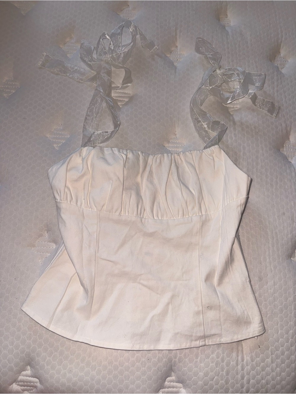 90. White Tie-Strap Bustier Top